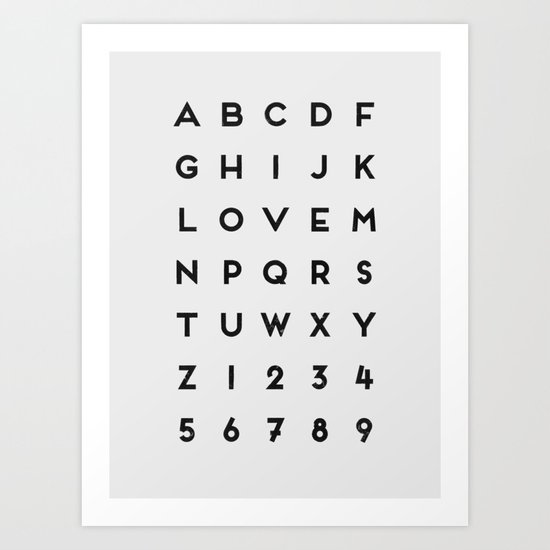 Letter Love - White Art Print