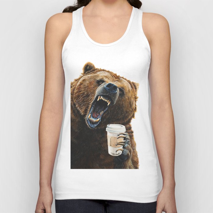 " Grizzly Mornings " give that bear some coffee Tank Top