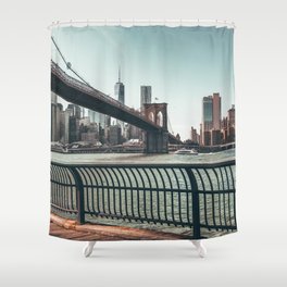 Brooklyn Bridge and Manhattan skyline in New York City Shower Curtain