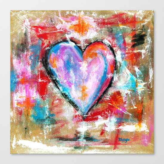 Reckless Heart, Abstract Expressionist Painting Red Pink Blue Canvas Print