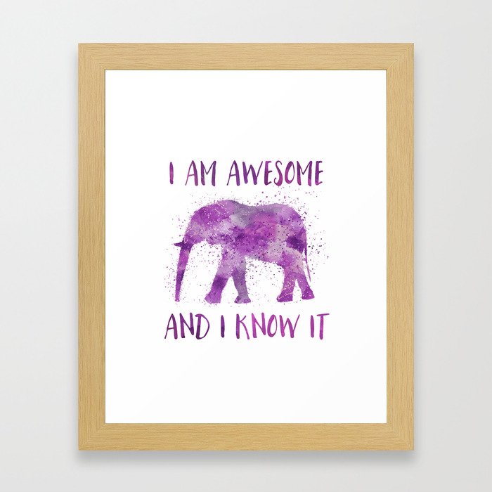 Awesome Watercolor Elephant Framed Art Print