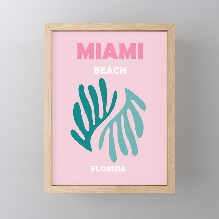 Boho Preppy Travel Poster- Miami Beach Framed Mini Art Print