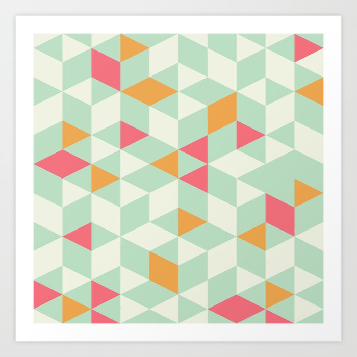 Geometric Mint Pattern Design 014 Art Print
