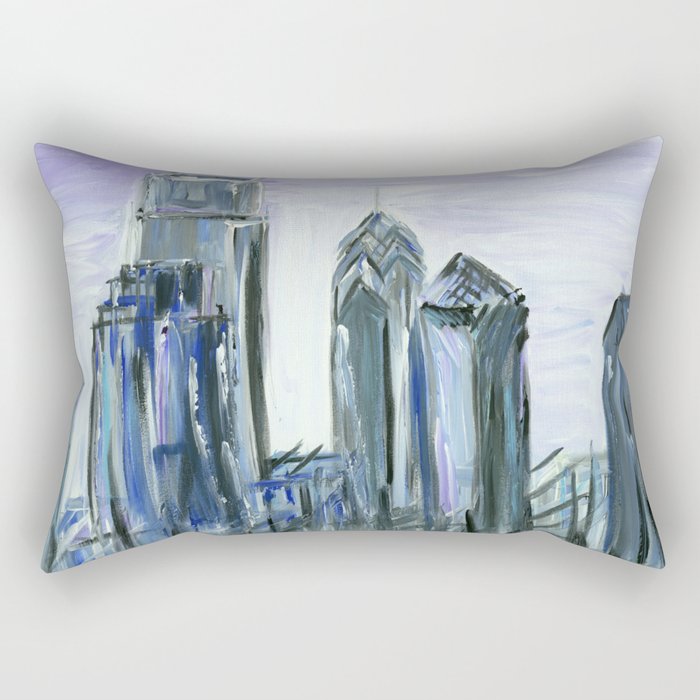 Gray Philadelphia Skyline Rectangular Pillow