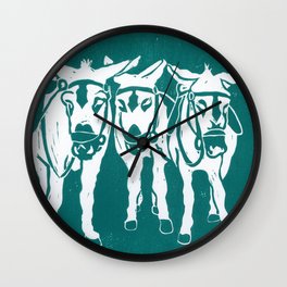 Seaside Donkeys in Turquoise Wall Clock
