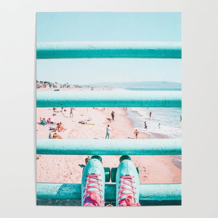 Roller Babe - Manhattan Beach Pier, California Poster