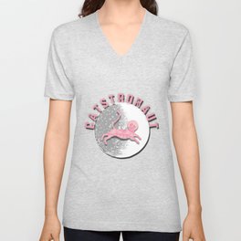 Catstronaut Pink Cat On Moon Cute Space Cat V Neck T Shirt