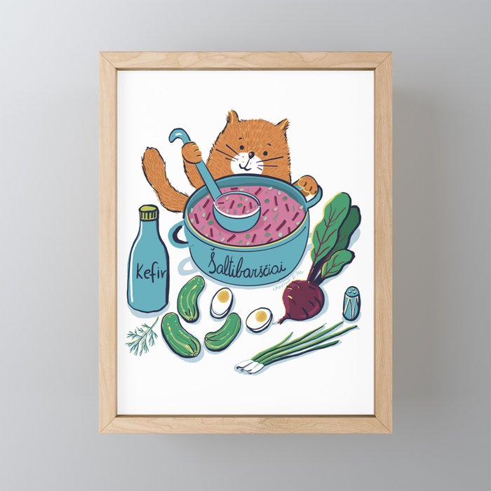 Cat and Saltibarsciai Framed Mini Art Print