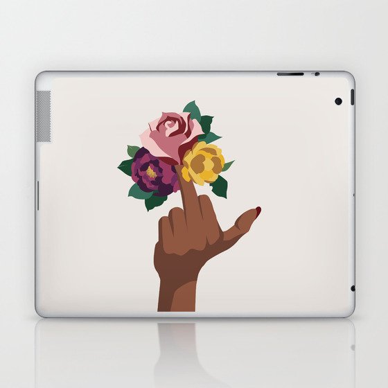 Middle finger with flowers Laptop & iPad Skin