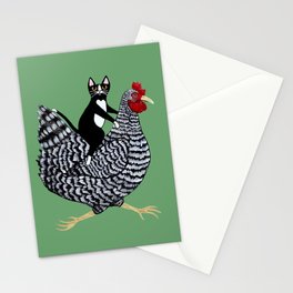 Cat on a Chicken Stationery Card
