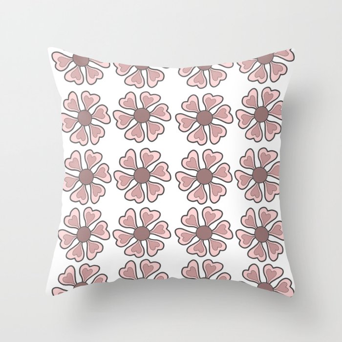 Heart Flower Throw Pillow