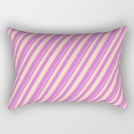 [ Thumbnail: Tan & Orchid Colored Lined Pattern Rectangular Pillow ]