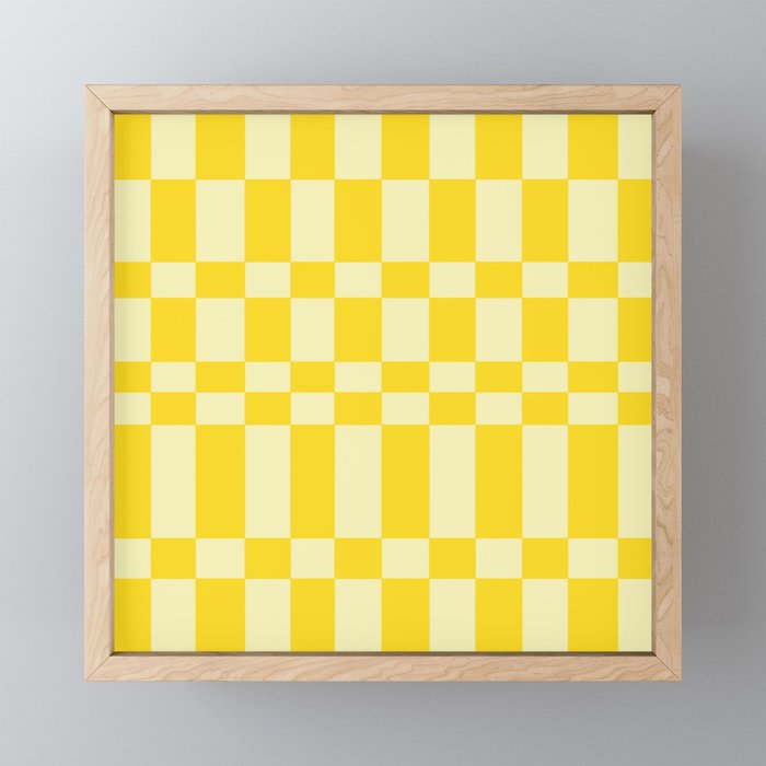 Bauhaus Series: Yellow Distorted Check Framed Mini Art Print