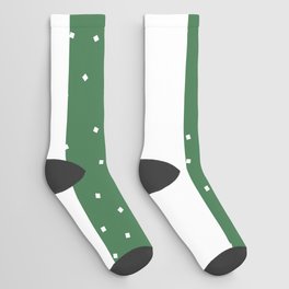 Christmas Simple seamless pattern Snow confetti on White and Green Stripes Background Socks