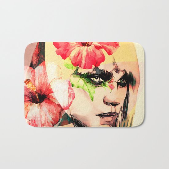 WOMAN WITH FLOWERS 4 Bath Mat