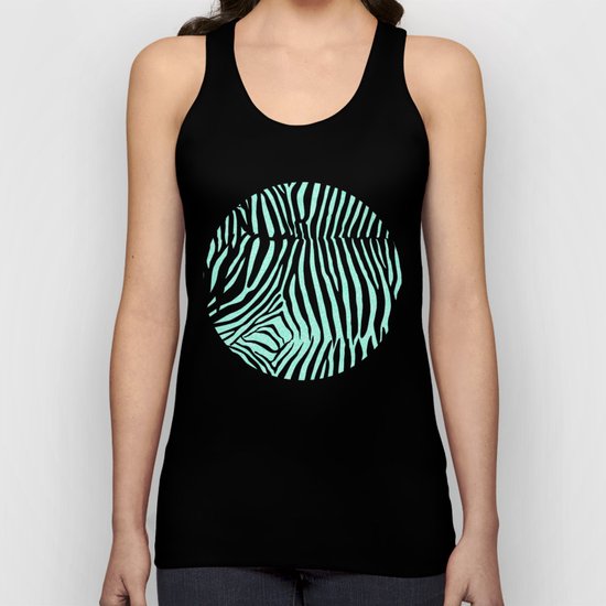 Blue & Black Glitter Zebra Print Unisex Tank Top