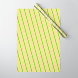 [ Thumbnail: Tan & Green Colored Stripes/Lines Pattern Wrapping Paper ]
