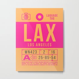 Luggage Tag B - LAX Los Angeles USA Metal Print | Losangeles, Retro, Travel, Tag, 70S, Airport, Airline, 60S, Lax, Baggagetag 