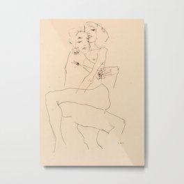 Egon Schiele - Couple embracing Metal Print