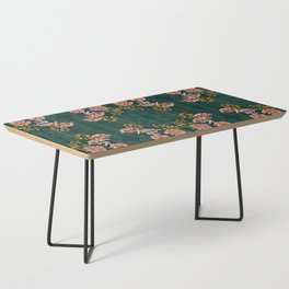 Art Nouveau floral pattern with lines – emerald green Coffee Table