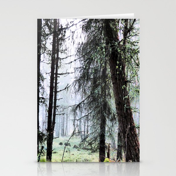 Scottish Pine Forest Misty View in I Art and Afterglow  Stationery Cards