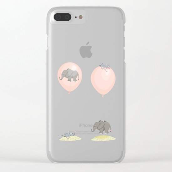 Elephant, globe and mouse Clear iPhone Case