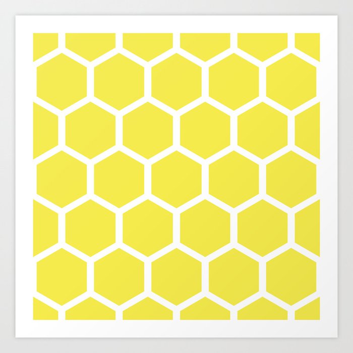 Honeycomb Pattern Lemon Yellow Art Print By Wackapacka