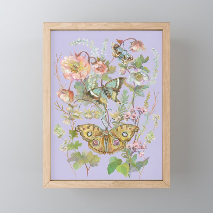 Butterfly Purple Garden Framed Mini Art Print
