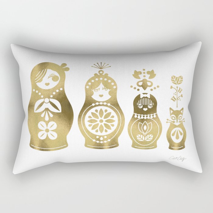 Russian Nesting Dolls – Gold Palette Rectangular Pillow