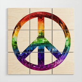1970s Rainbow Disco Peace Sign Wood Wall Art