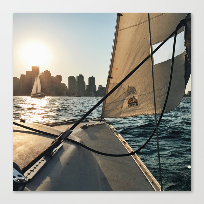 Boston Harbor Sailing Canvas Print