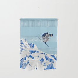 Airborn Skier Flying Down the Ski Slopes Wall Hanging