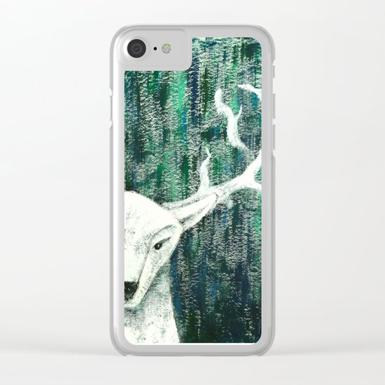 Christmas Stag handpainted Clear iPhone Case