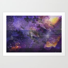 Purple Galaxy Ocean Art Print