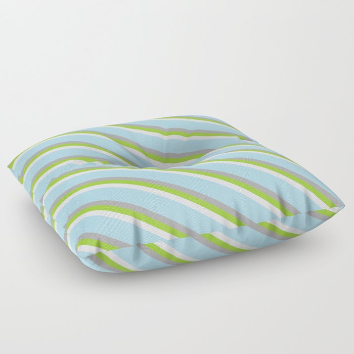 Lavender, Light Blue, Dark Gray & Green Colored Striped/Lined Pattern Floor Pillow