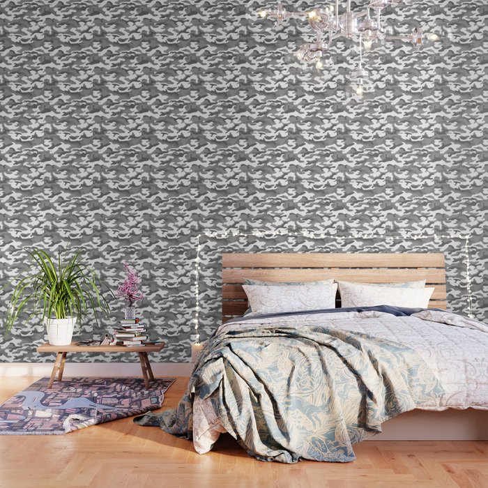 Camouflage Pattern Grey Wallpaper