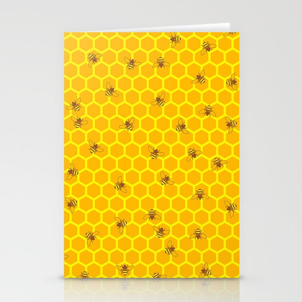 Mind Your Own Beeswax / Bright honeycomb and bee pattern Stationery Cards