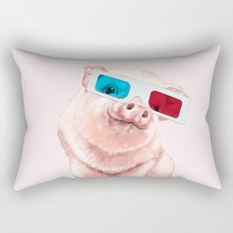 Baby Pink Pig Wear Glasses Pink Rectangular Pillow