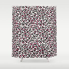 Girly Blush Pink Leopard Pattern Glam Metallic Shower Curtain