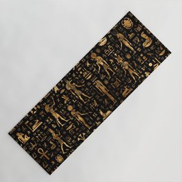 Ancient Egyptian Hieroglyphics Obsidian Copper Yoga Mat