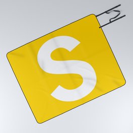 Letter S (White & Yellow) Picnic Blanket