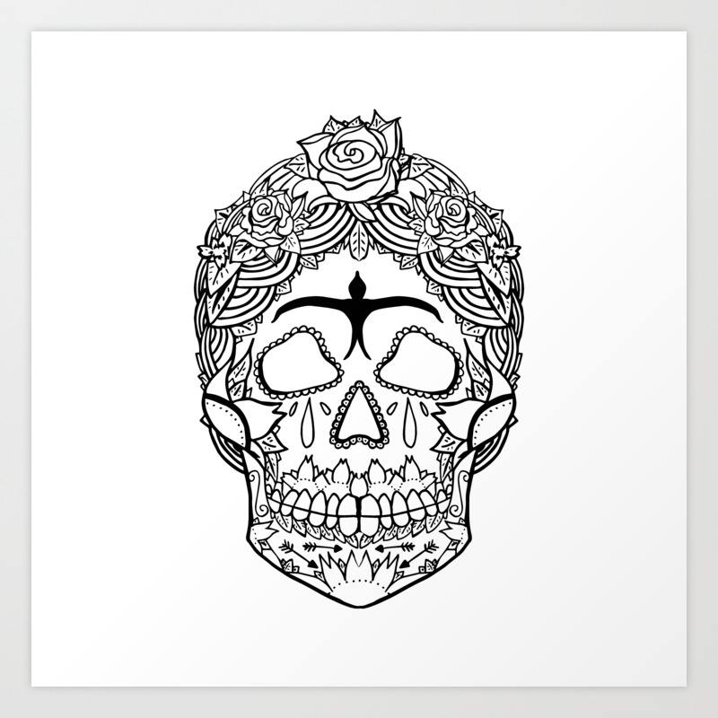 photo Frida Kahlo Sugar Skull Tattoos frida kahlo sugar skull black and white art print by raesmith