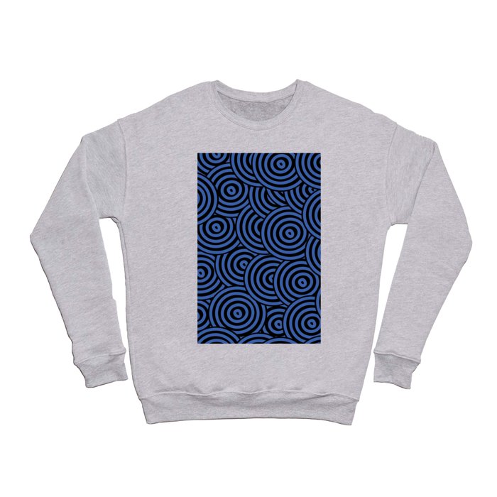 Blue and Black Hypnotic Circle Pattern Crewneck Sweatshirt