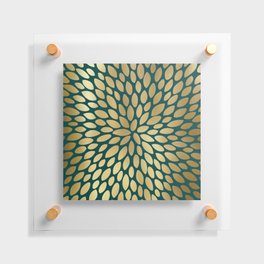 Floral Bloom in Green and Gold Floating Acrylic Print