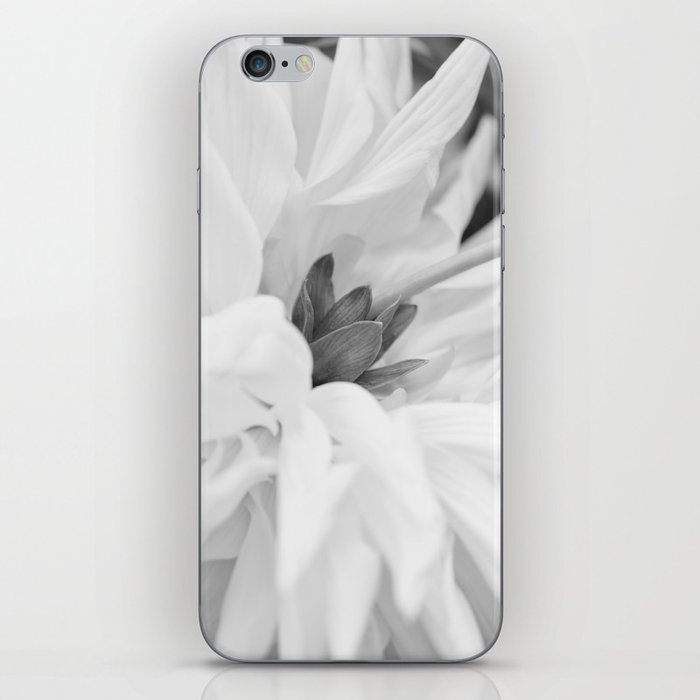 Minimalistic Dahlia Flower Black And White  iPhone Skin