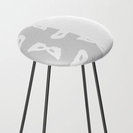 White Mask Silhouette on Silver Grey and White Vertical Split Counter Stool