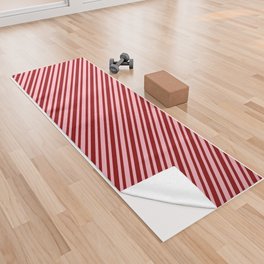 [ Thumbnail: Light Pink & Dark Red Colored Pattern of Stripes Yoga Towel ]