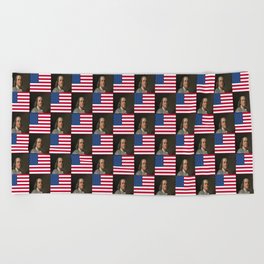 Flag and portrait :  Benjamin Franklin Beach Towel
