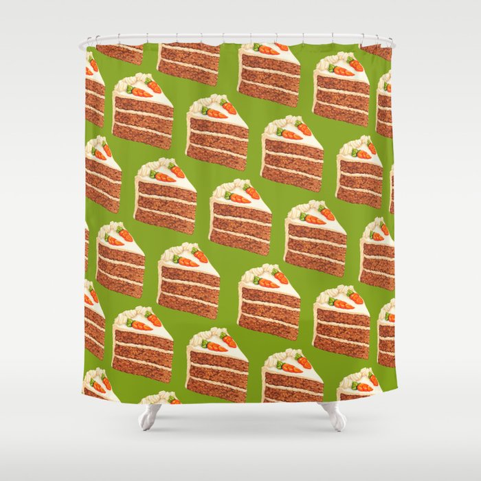 Carrot Cake Pattern - Green Shower Curtain