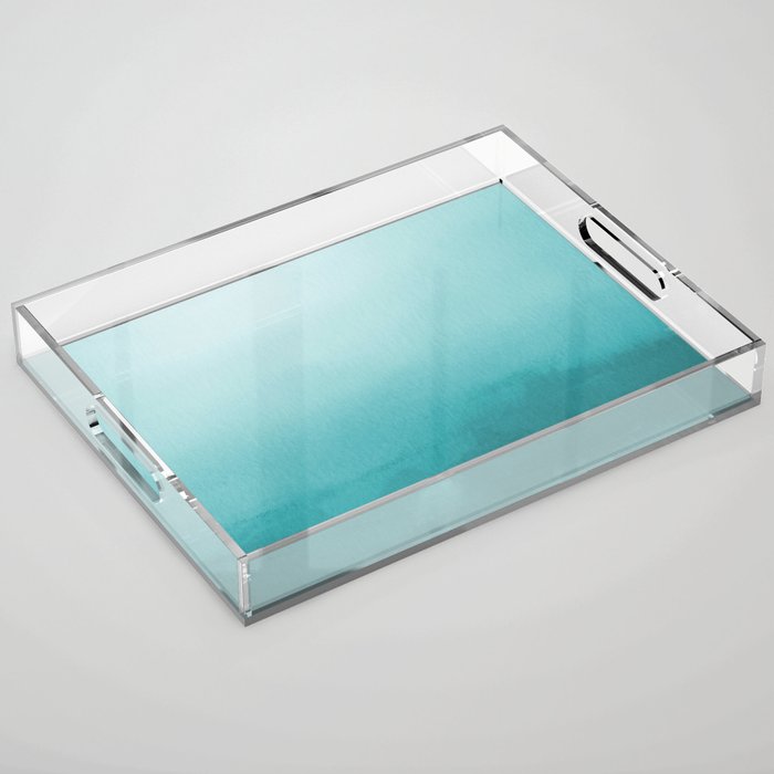 Best Seller Aqua Teal Turquoise Watercolor Ombre Gradient Blend Abstract Art - Aquarium SW 6767 Acrylic Tray